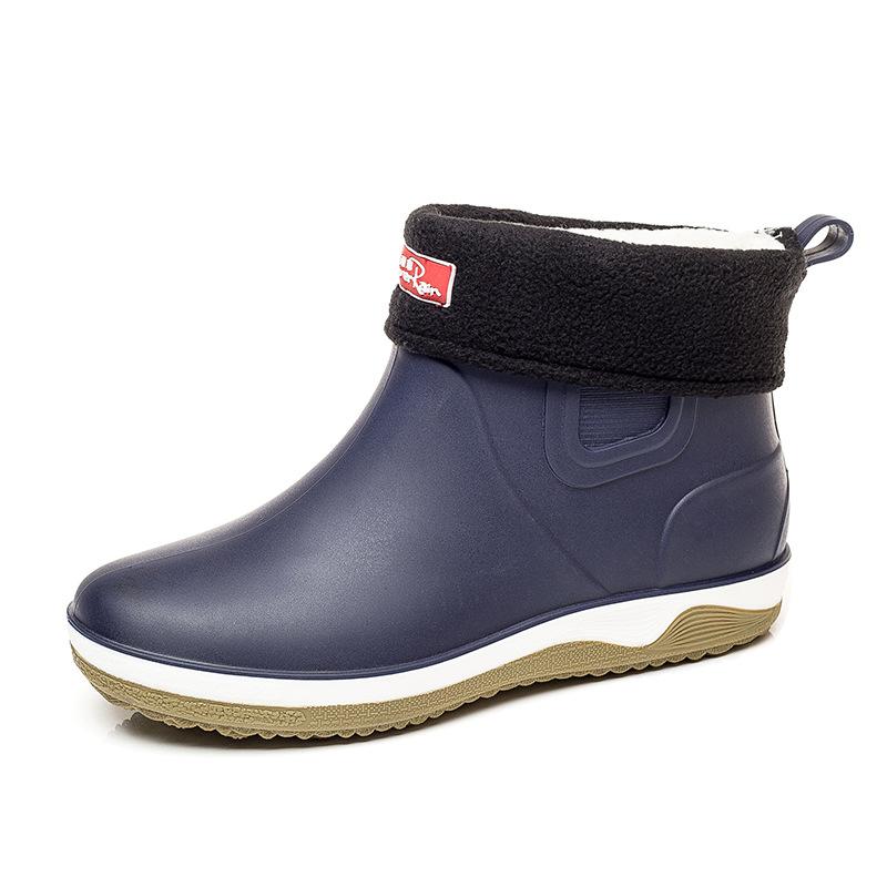 Nové pánské gumové holínky Vodotěsné Protiskluzové Módní Dešťové boty Pánské Zimní Teplé Holínky Rybářské Kotníkové boty Nazouvací Pracovní Galoše