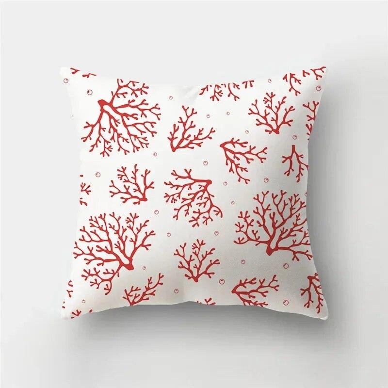 Nordic fashion geometric plant orange red pillowcase 45X45cm living room sofa cushion cover bedroom home decoration