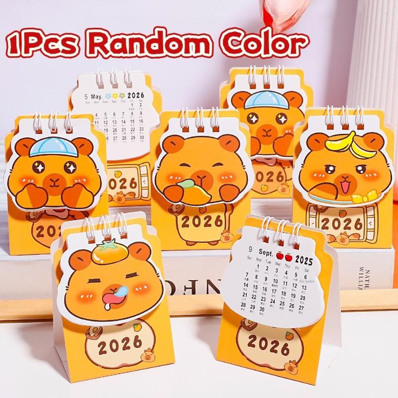 

2026 Cute Capybara Mini Desk Calendar – Random Color Kawaii Table Calendar for Kids & Office