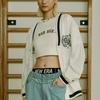 New Era SS24 V-Neck Loose Fit Embroidered Cardigan Long Sleeve Knitwear Unisex Cardigans Ivory 14187434