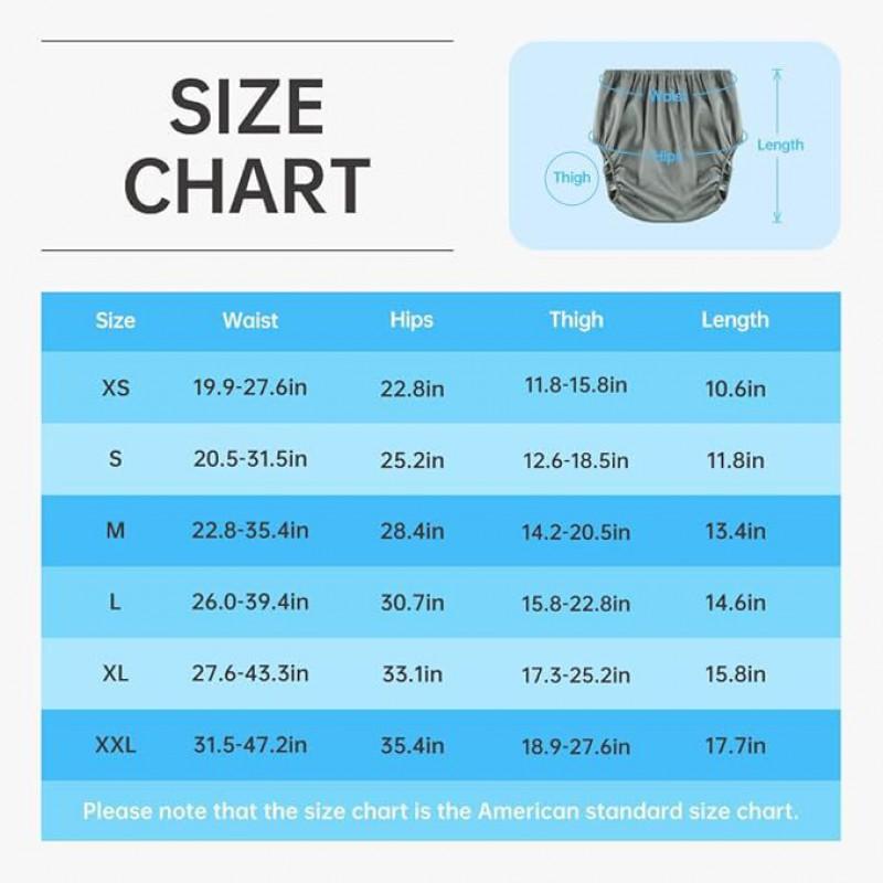 Reusable Incontinence Underwear Adults Elderly Men Women Washable Leak-Proof Briefs 4-Pack
