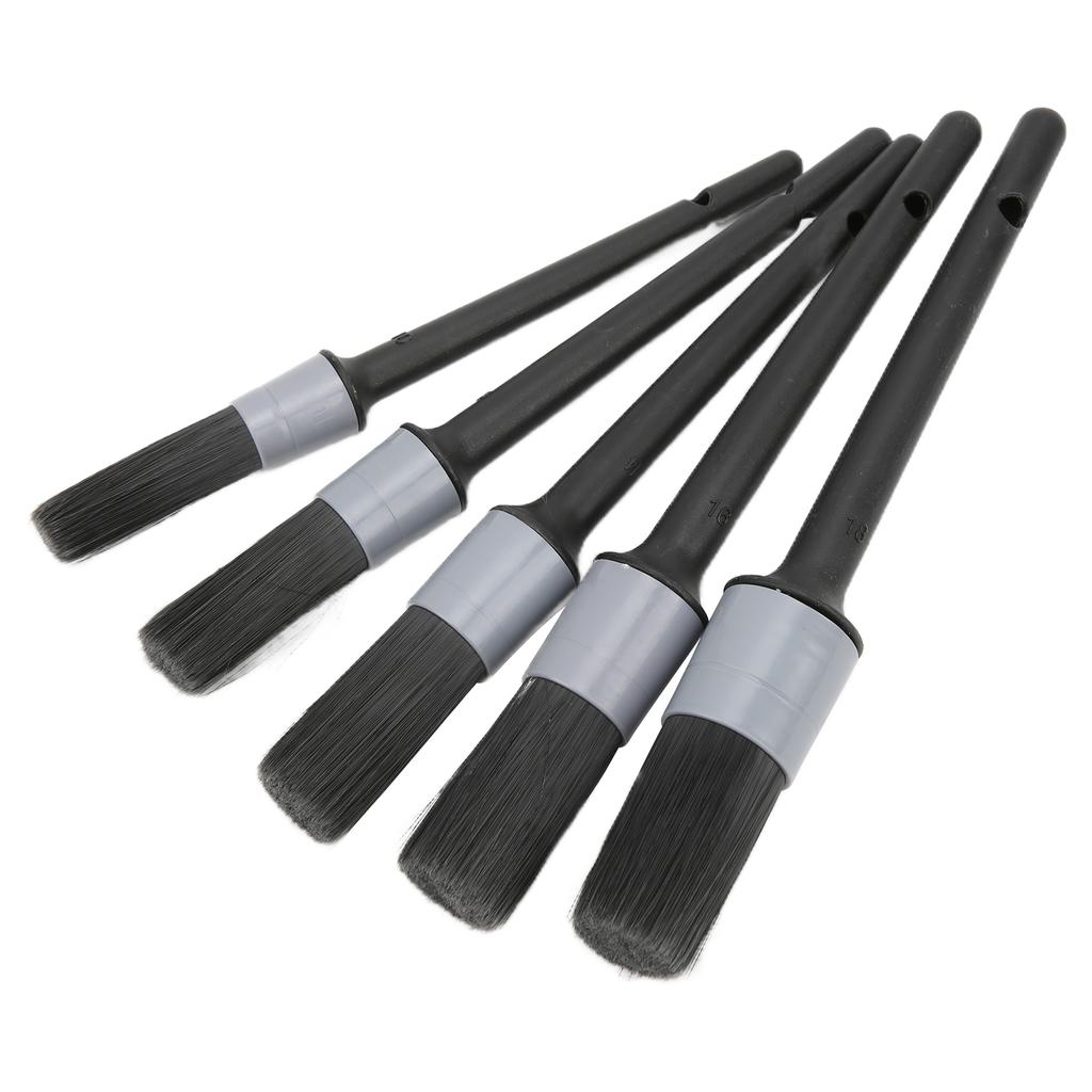 5pcs Auto Detailing Brush Set for Cleaning Car Interior Exterior Engine Exhaust Leather SeatBlack