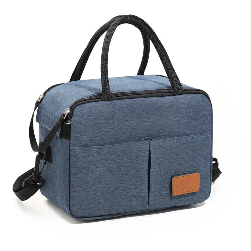 Solid Color Warm Bento Bag - Thickened Oxford Cloth Crossbody Bento Bag, Suitable for Commuting Use, Long-lasting Insulation-tan