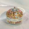 European Style Enamel Jewelry Box Metal Inlaid with Diamonds Hand-painted Jewelry Storage Ring Box Unique Seven Treasures Burnt Handicraft