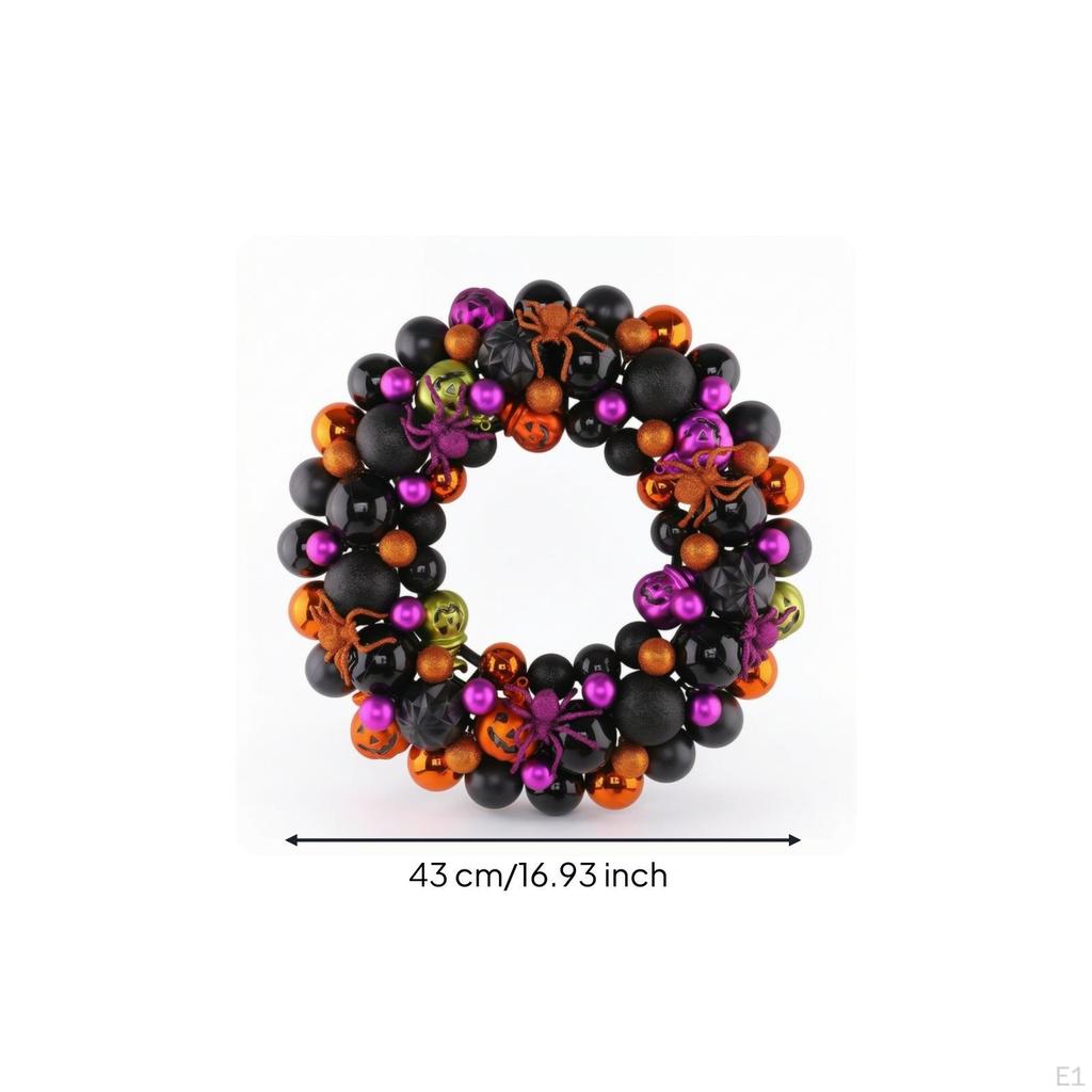 Halloween Wreath Black Bead with Arachnids Spooky Door Hanging for Homeowners, Party Hosts,