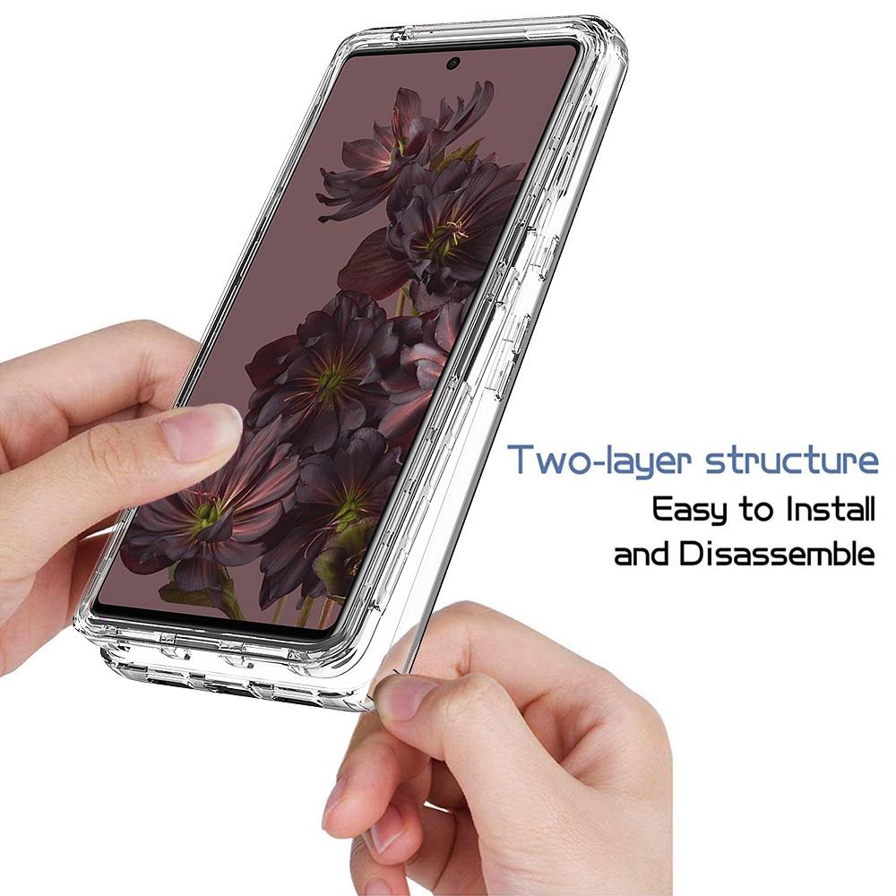 

For Google Pixel 7 Pro 5G Phone Case 3-in-1 PC+TPU Cell Phone Shell Gradient Shockproof Case with PET Screen Protector Blue
