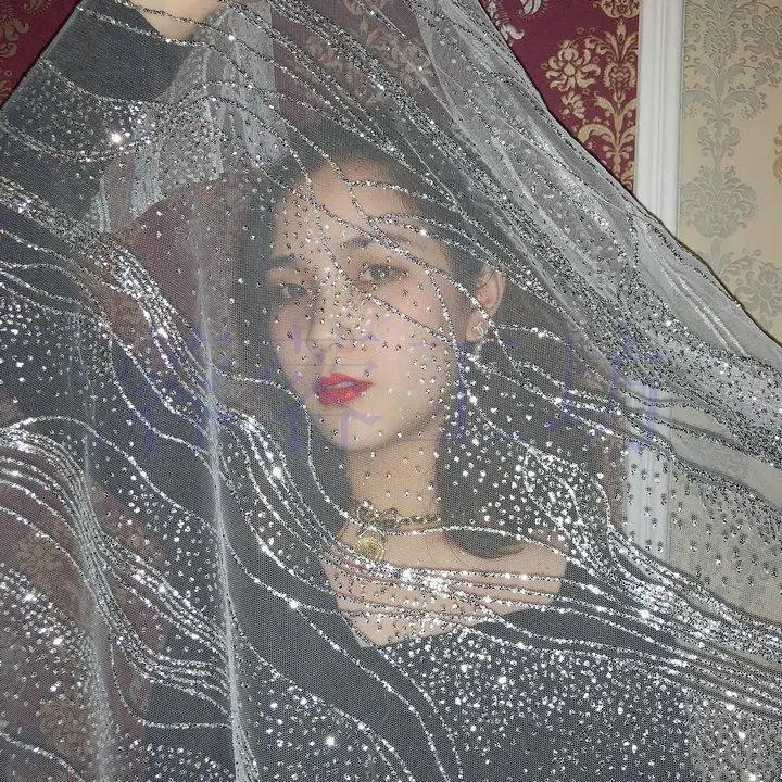 

Блестки Сетка Свадебная Фата DIY Ручная Работа Фон Декорация Стегальная Вышивка Материал для Одежды Ткани Блестящие Тюль 50x150cm
