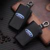 Leather Car Key Protection Shell Bag Carbon Filber Car Key Case For ST Racing RS S Mustang Kuga Fiesta Fusion Mondeo Edge