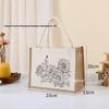 Hand-Painted Graffiti Canvas Tote Bag - Yellow Linen Logo Pattern