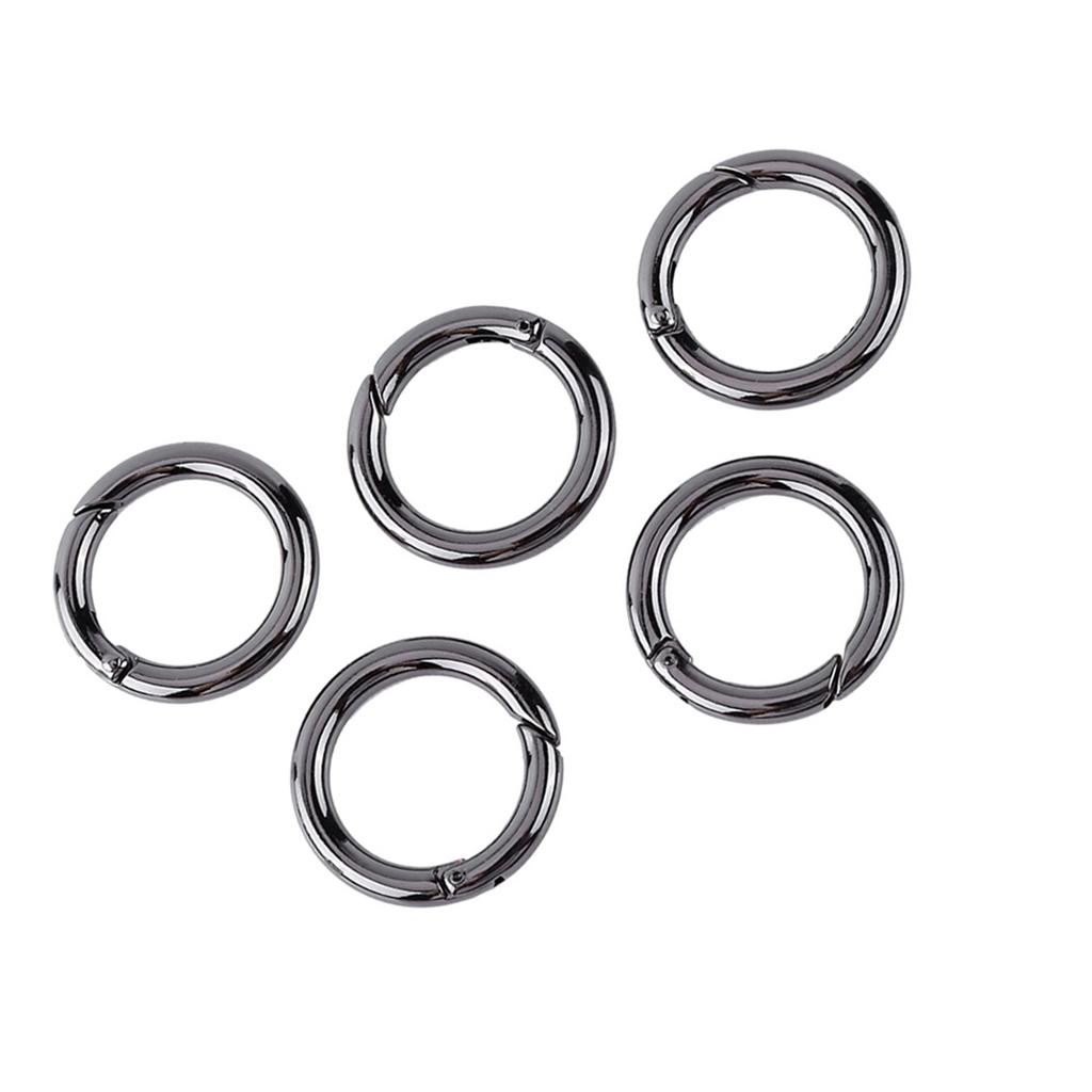 5PCS Zinc Alloy Round Carabiner Spring Snap Clips Hook Keychain Keyring Buckle