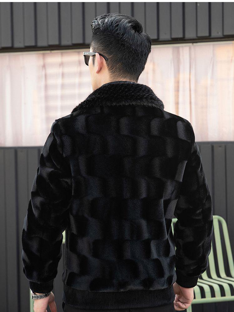 2024 Men's Gold Sable Velvet Lapel Coat: High-End Light Luxury, Warm Faux Mink Velvet Fashion