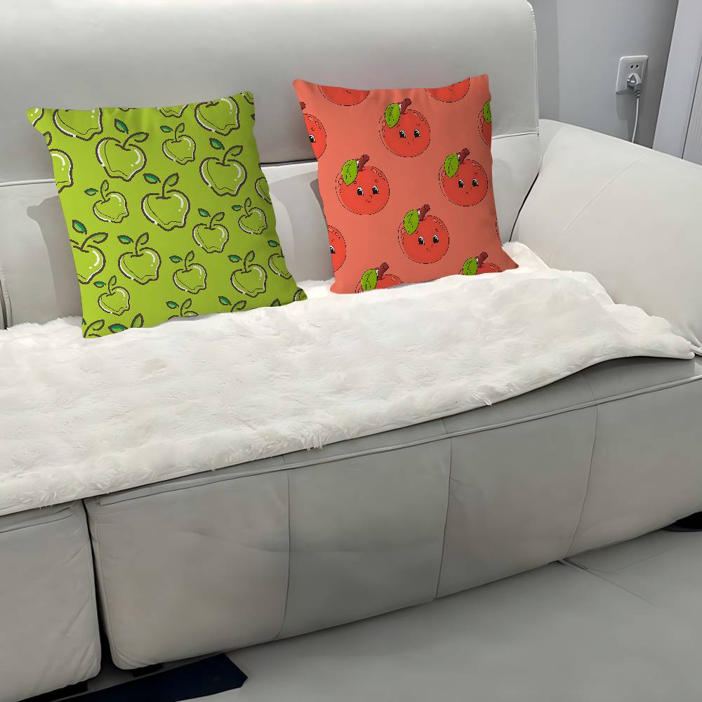 Cartoon Apple Simple Pillow Case Removable Washable Cushion Cover – All-Season Soft Linen