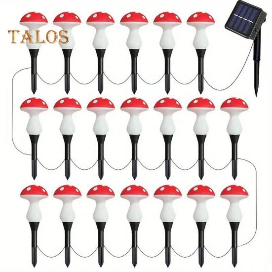 

Грибной солнечный светильник Мягкое свечение Автоматическая зарядка Простая установка Уличная водонепроницаемая солнечная лампа Украшение сада 20PCS