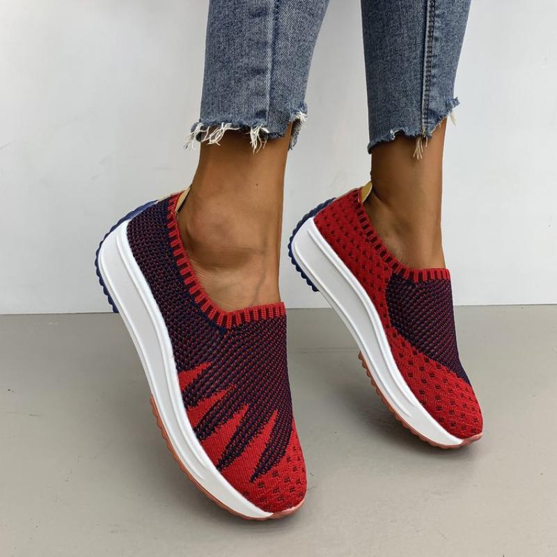 Fashion Sock Shoes for Women Mesh Platform Women Sneakers Fashion Breathable Casual Shoes Slip on Light Women Running Shoes Plus Size 43
