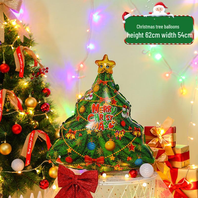 Santa Claus Christmas Decoration Balloons with Sticks and Small Gift Headbands for Kindergarten and Mall Scenes