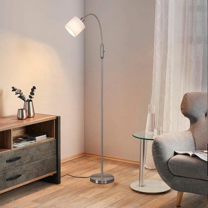 Lampadaire - NETTLIFE - Lampe Arc - E14 - Métal argent - 163 cm