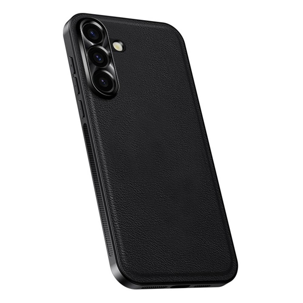 For Samsung Galaxy S25 Case PU+TPU+PC Phone Back Cover with Metal Lens Frame