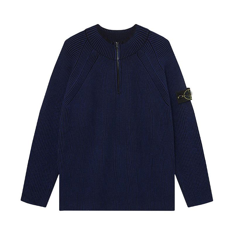 STONE Uniszex Cipzáras Kardigán Álló Galléros Jelvényes Kötött Pulóver Őszre/Télre