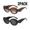 2PACK New Ellipse Sunglasses Women Brand Designer Leopard Sun Glasses Female Trending Shades Steampunk Eyeglasses Goggle UV400