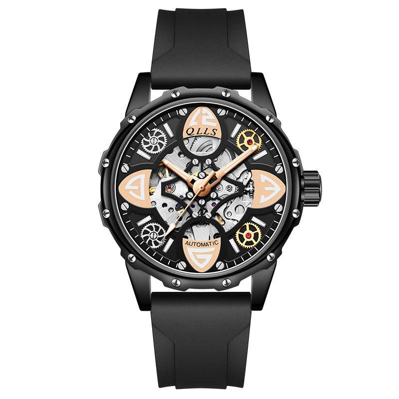 Kilo Time Men's Hollowed-Out Automatic Mechanical Watch with Wormhole Concept & Xenon Design—Stylish for Students