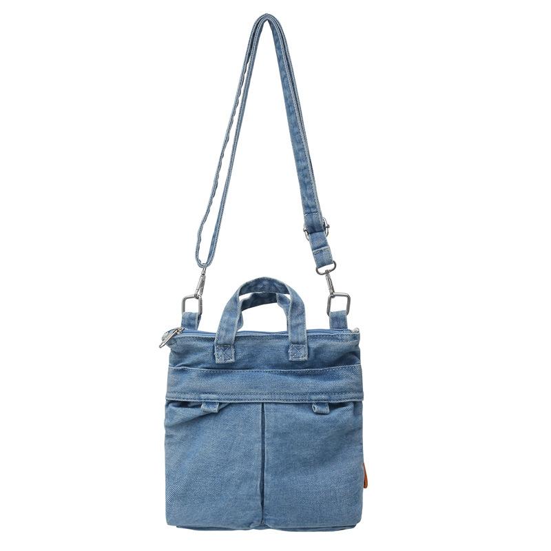 Summer denim small bag 2025 new Korean version fashionable simple shoulder bag women's casual messenger bucket bag