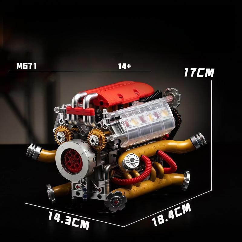 DIY V8 Engine Model Building Kit | Metal-Like Finish | Working Gear Drive | STEM Educational Toy | Desktop Decor Gift