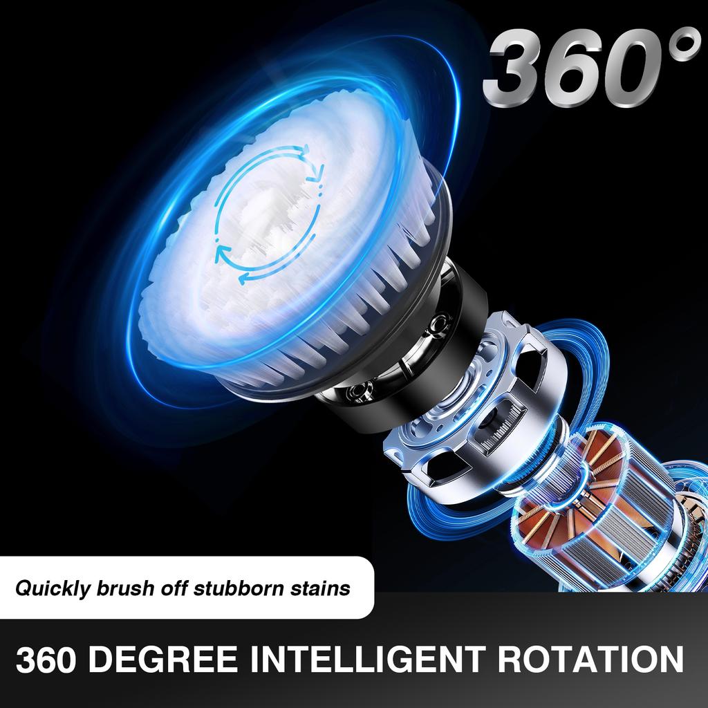 VickyHome Electric Spin Scrubber, Cordless Shower Scrubber with 9 Replaceable Brush Heads and Adjustable Extension Handle