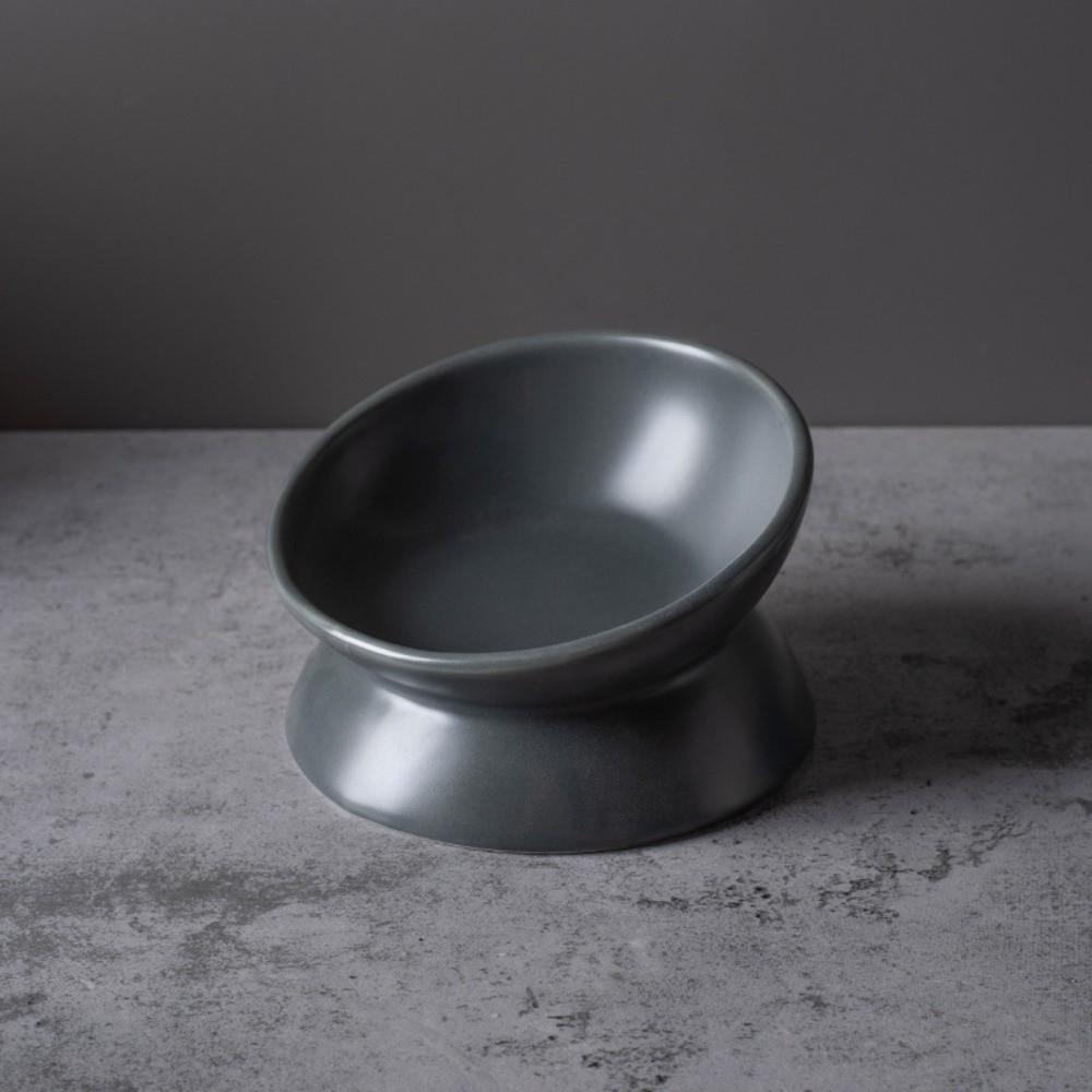 New Ceramic Raised Cat Bowl Elevated Solid Color Pet Water Bowls Tilted Large Diameter Dog Food Bowl Cat Accessories