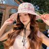 Sun Protection Women Sun Hat Wide Brim Sunscreen Bucket Hat Retro Plaid Fisherman Hat  Ladies/Girls