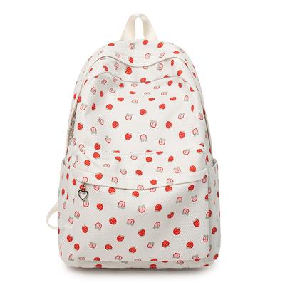 Schüler Rucksack mit Blumenprint Große Kapazität Damen Erdbeerprint Rucksack