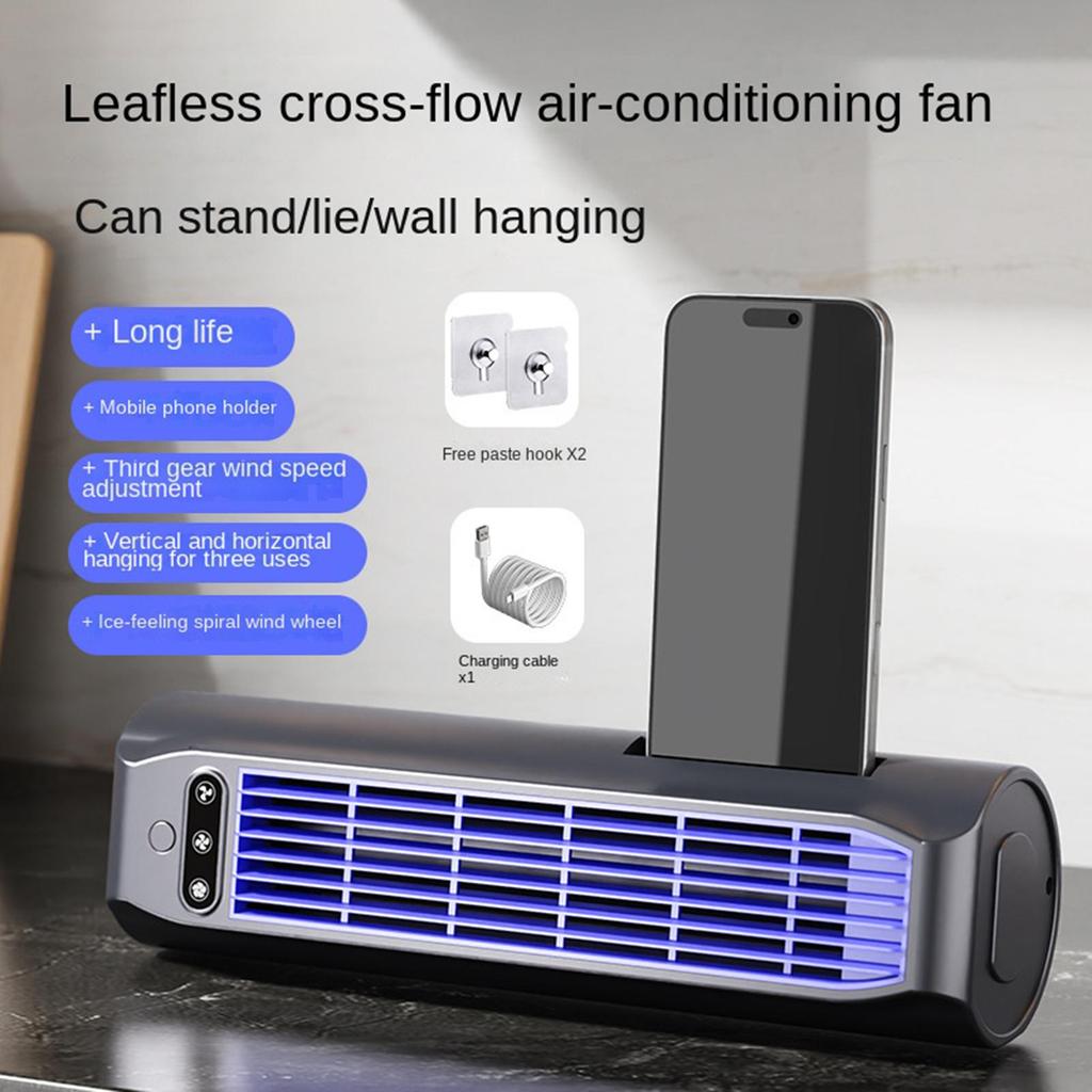 Portable Air Conditioner Fan 3000mAh Quiet Desktop Tower Fan  Non-drilling Circulating Fan 3 Speeds Adjustable