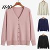 Fall Coat Women Sweater Solid Color Single-breasted Buttons Long Sleeves Casual Autumn Cardigan Soft V Neck Jacket for Daily Wear