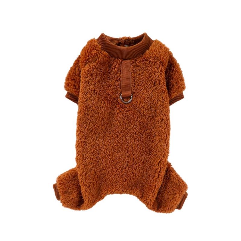 Pet Cozy Double-Sided Fleece Four-Legged Autumn/Winter Outfit for Dogs and Cats - Leash Compatible, No Hood