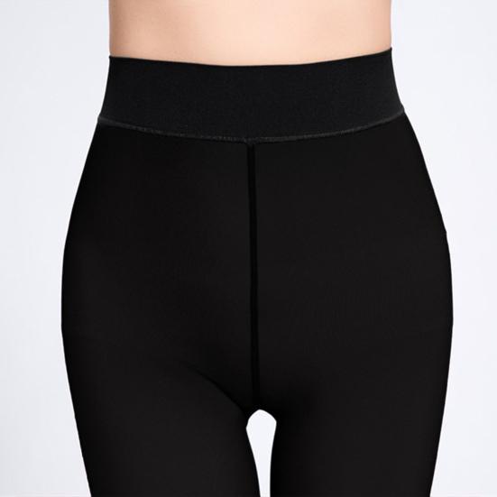 Women Winter Pantyhose Elastic Plush Lined Solid Color Mid-waist Keep Warm Short Skirt Dress Matching Bottming Leggings Women Tights