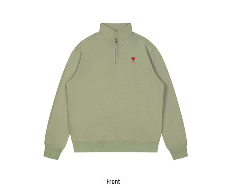 Men's Embroidered Half-Zip Stand Collar Hoodie 2024 - Comfortable, Versatile & Stylish for Autumn