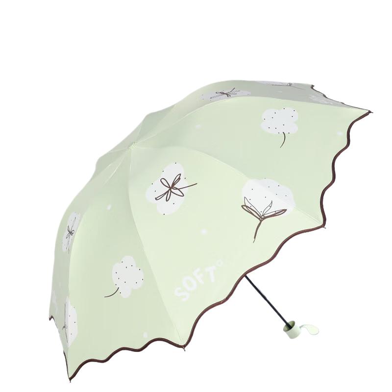 Tiangang 3-Fold Black Glue Floral Sun & Rain Umbrella