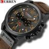 Curren 8314 Men's Multifunction Sports Watch with Six-Hand Calendar, Large Dial, and Leather Strap