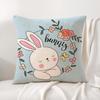 Cute Bunny Easter Cushion Cover Natural Linen Organic Fabric Double-Sided Printing Sofa Home Decor Gift Pillow Cover