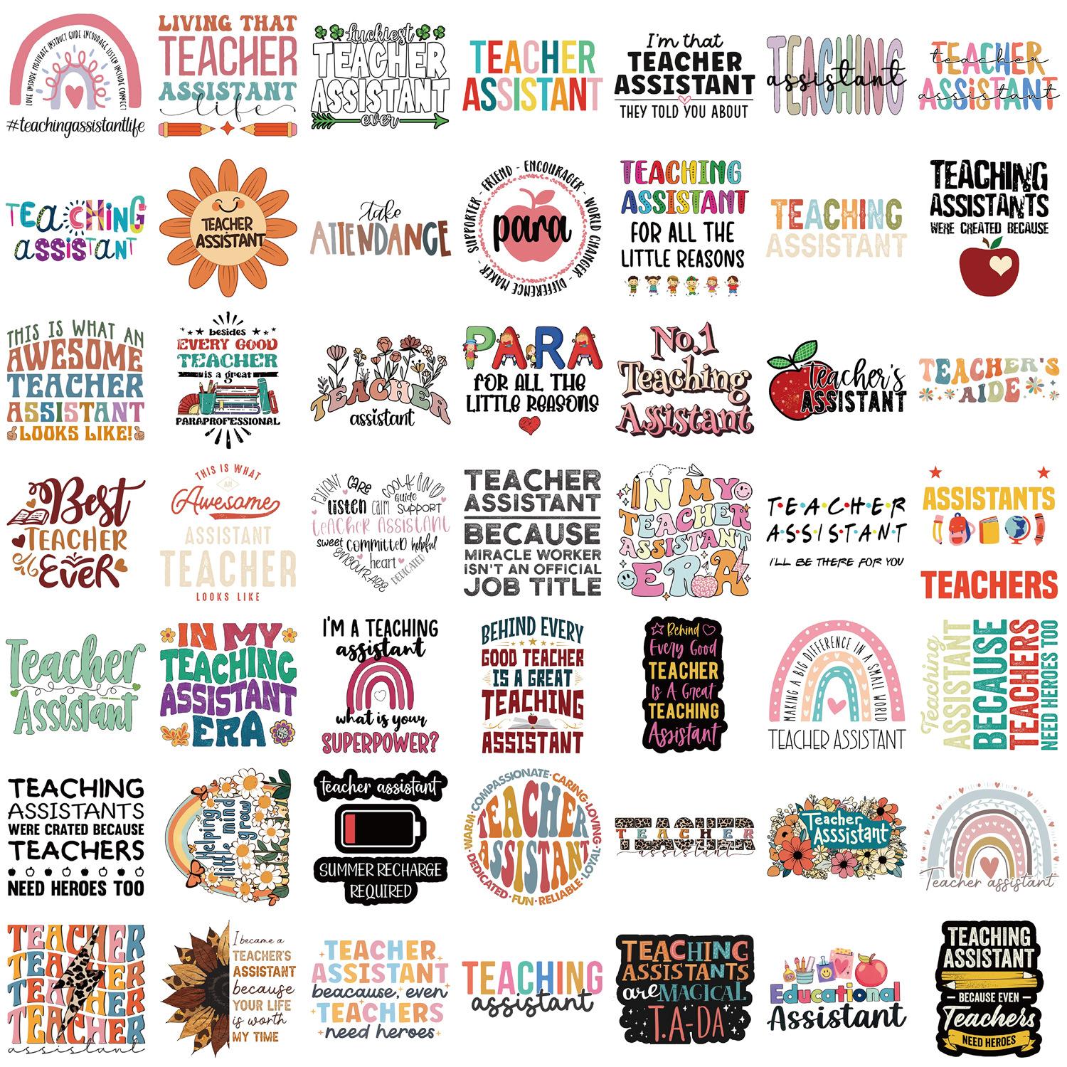 

50 Cartoon Teacher Assistant Graffiti Stickers Guitar Notebook Suitcase DIY Waterproof Stickers