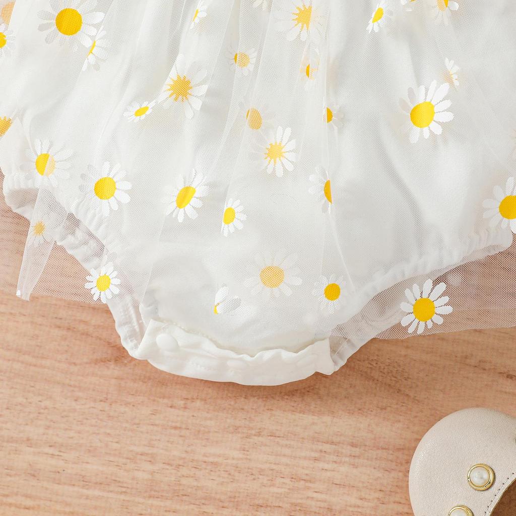 Robe Bébé Fille été 2025 - Manches Courtes, Bandeau Floral - Tricoté Coton - Pour Nouveau-né, Tenue Légère
