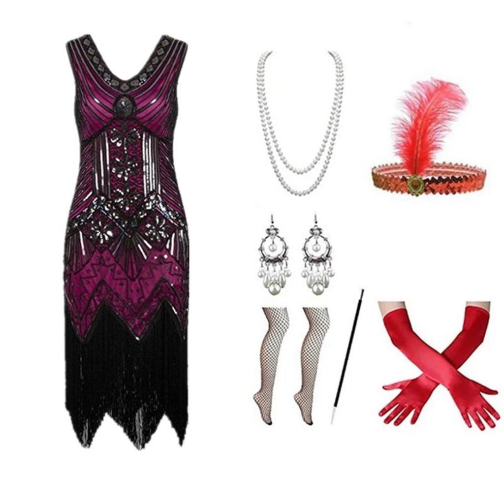 Vintage-inspired - Dress With Intricate Beadwork, Sequins And Fringe Detailing European And American Styles