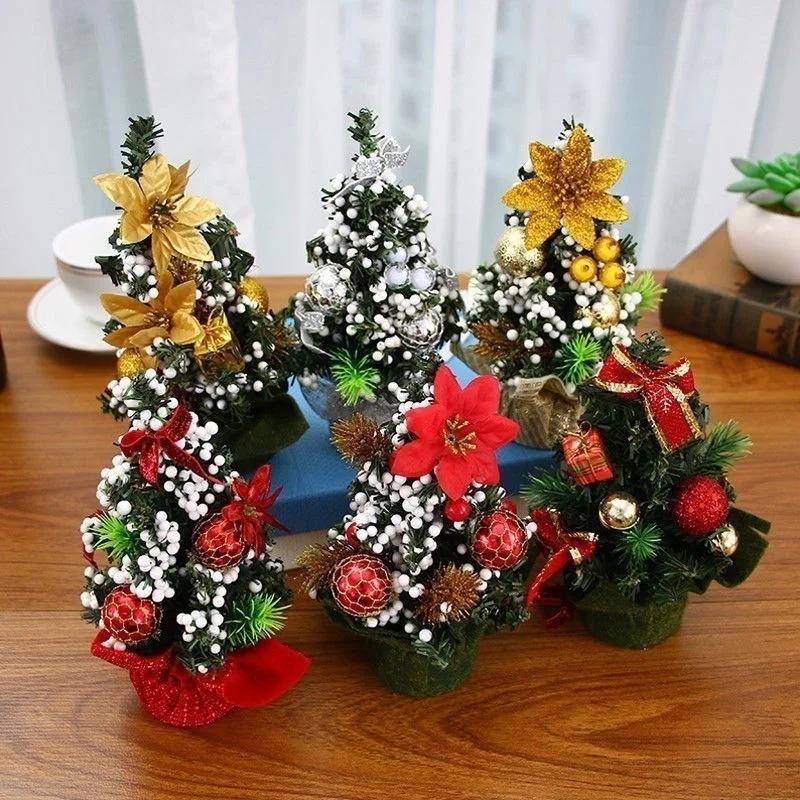 20cm Mini Christmas Tree Desk Table Decor Small Party Ornaments Gift Home Decoration Party DIY Festival Supplies