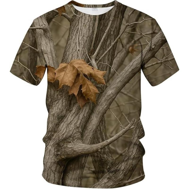 Fashion Men's Crew Neck Short Sleeve 3D Branch Color Printing Tree Branch Short Sleeve Crew Neck T-Shirt