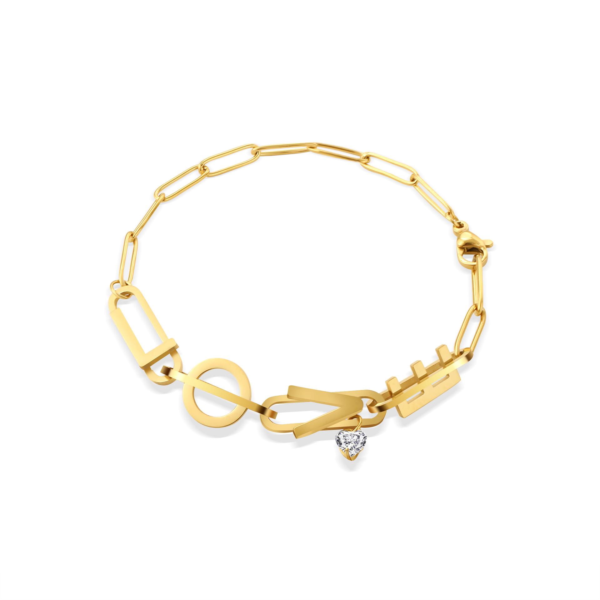 

Браслет из титановой стали Love Letter не выцветает, металлический бриллиант, ювелирные изделия из нержавеющей стали высокого качества для женщин