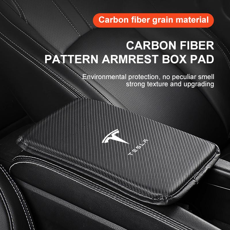 Car Armrest Box Mats Leather Center Console Covers Accessories For Tesla Model 3 Model X S 2016-2020 Decals TM3 TMX TMS Decal