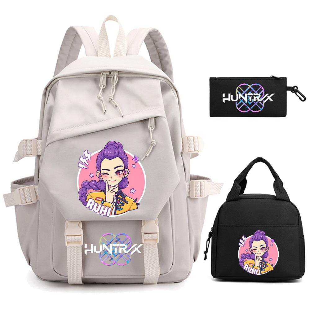 3Pcs/set K-pop Demon Hunters Printed Backpack for Teenger Boy Girl Large Capacity Schoolbag Children Student Bookbag Women Waterproof Travel Bag