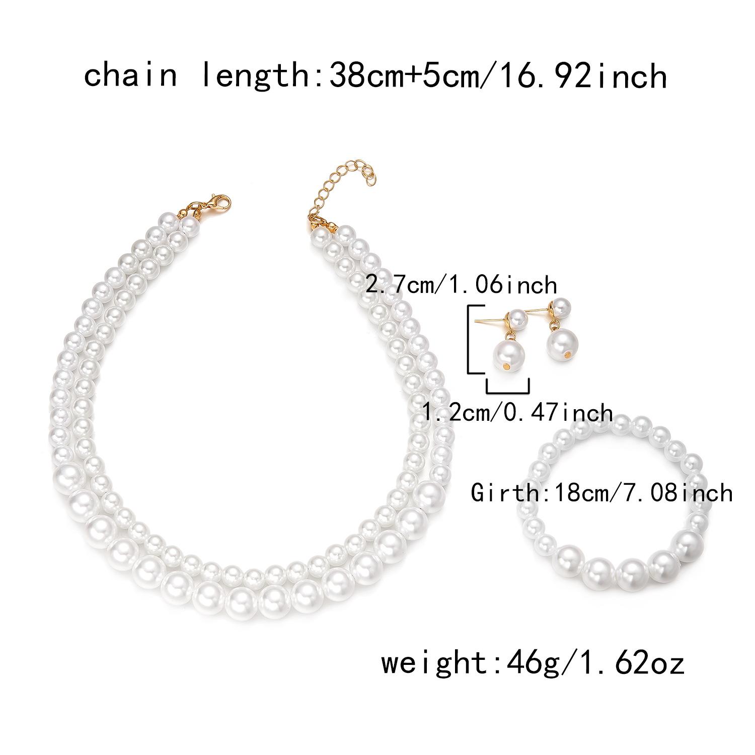

Women s New Hepburn-Style Elegant Imitation Pearl Necklace Jewelry Set, Simple and Versatile Beaded Bracelet 1