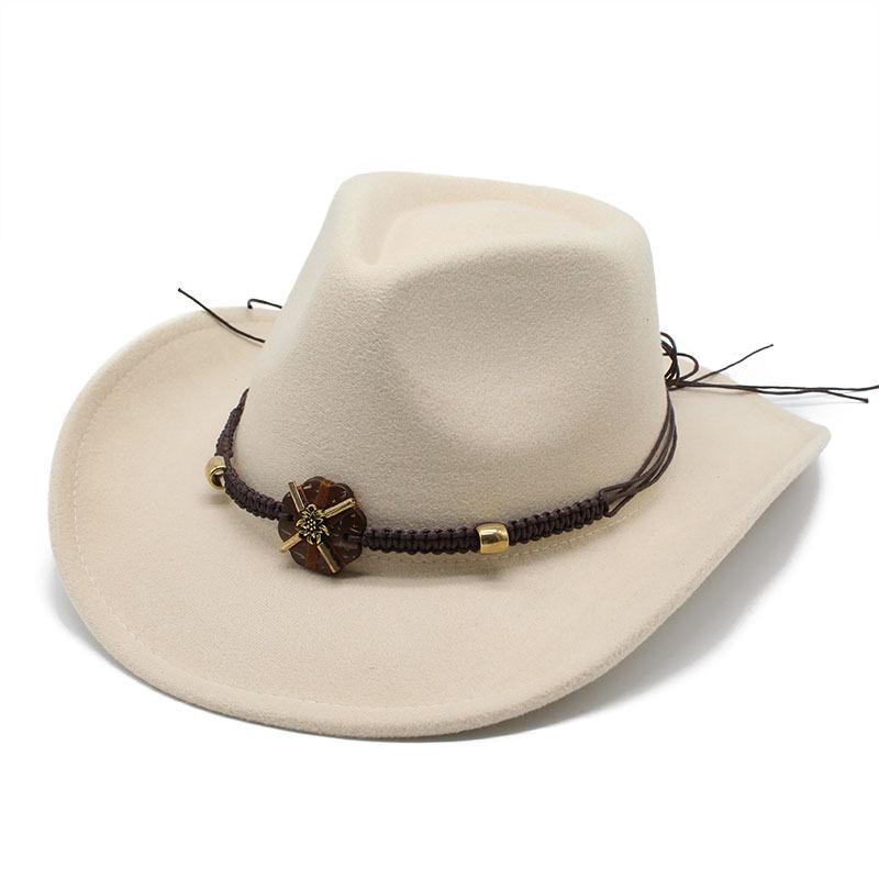 Western Cowboy Hat Woolen Jazz Top Hat Men And Women'S Ethnic Style Felt Hat Big Eaves Hat