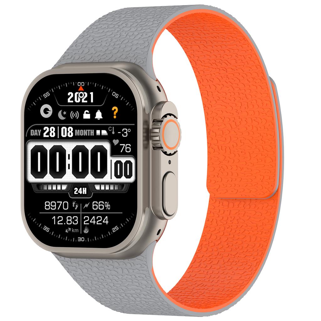 Magnetic Sport Strap For Apple Watch Ultra 3/2 49mm 38 40 41 44 45 46mm Litchi Pattern Silicone Band For Iwatch S11 10 9 8 7 SE3