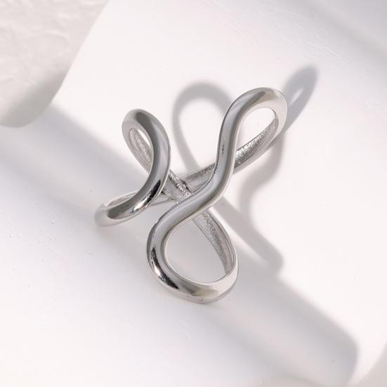 Finger Ring Open Adjustable Fit Women Ring Stainless Steel Texture Exaggerated Unconventional Lines Design Finger Band Jewelry Gift